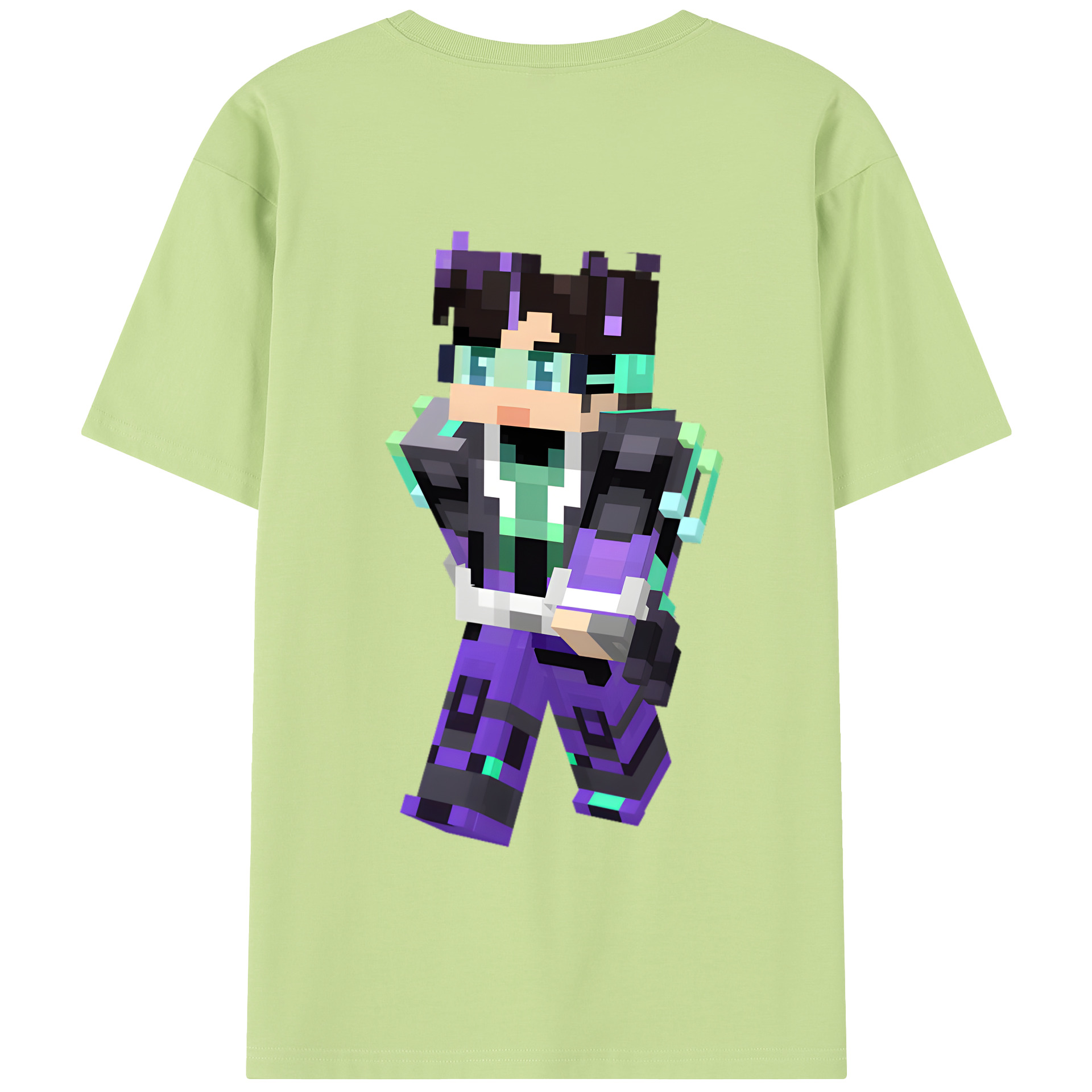 （画像用） マインクラフト ブロックの世界 Minecraft MC Block world 綿100％半袖Tシャツ（背面プリント）